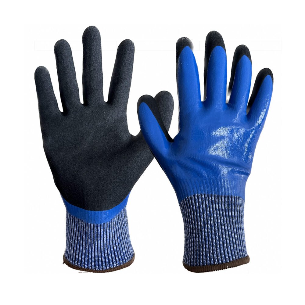 15NSF-D//15G CUT-D Glove with Double-Dipped Nitrile Coated Sandy Grip on Full Hand