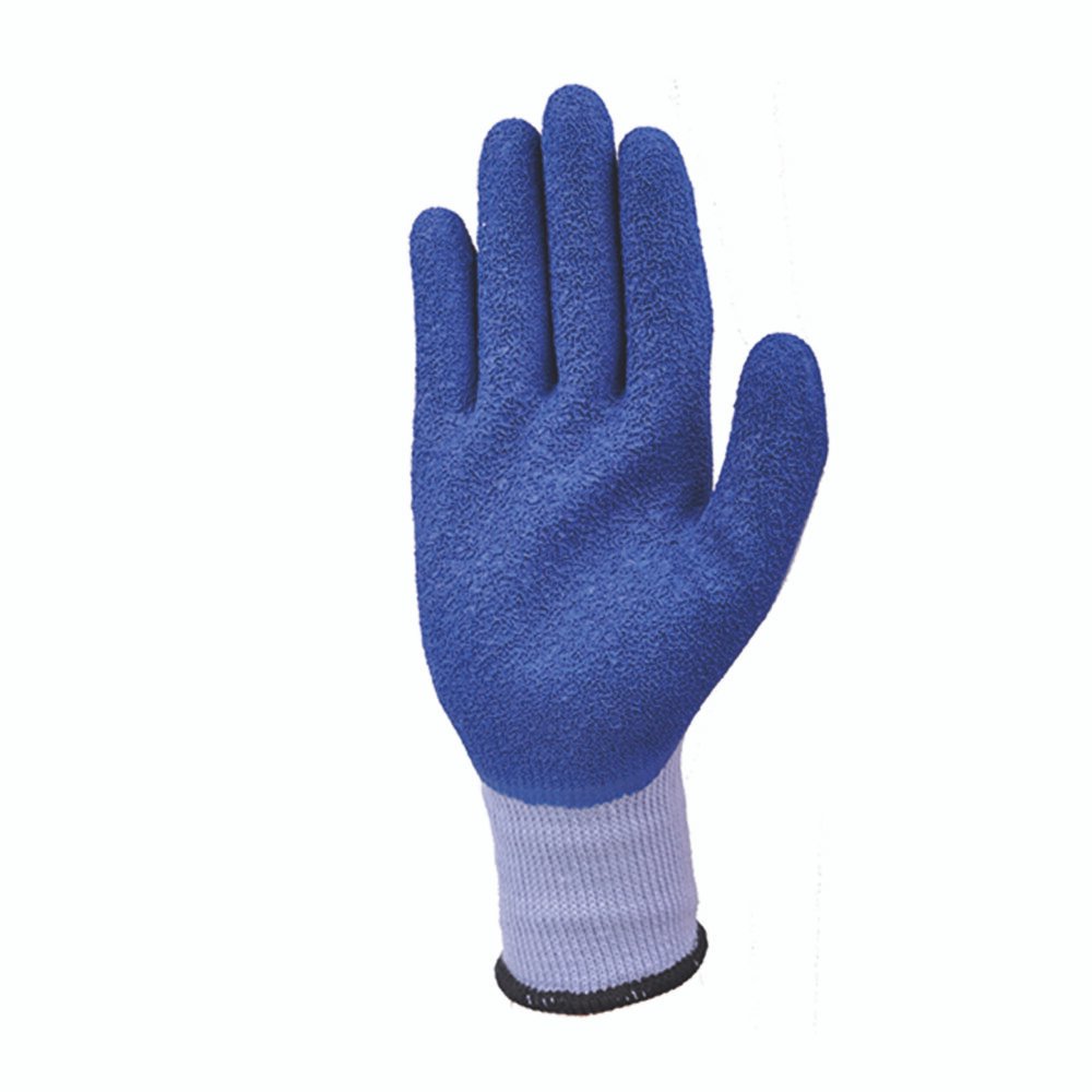 LK11-G/B//10G Polyester Glove with Latex Coated Crinkle Grip on Palm & Fingers