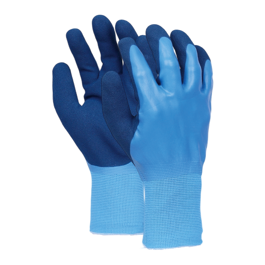 LS54//13G Polyester Glove with Double Dipped Latex Sandy Grip on Full Hand