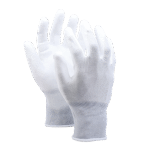 U51-WT//13G Polyester Glove with Polyurethane Coated Flat Grip on Palm & Fingers