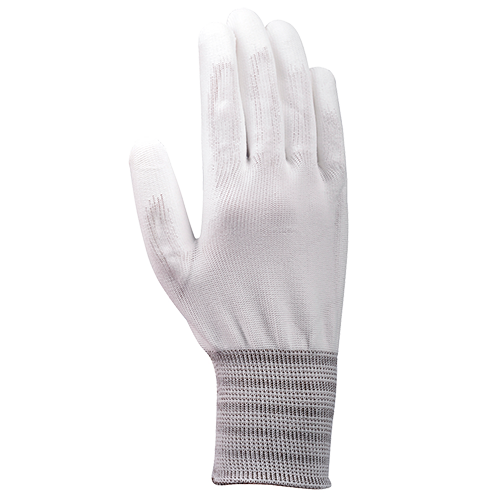 U51-WT//13G Polyester Glove with Polyurethane Coated Flat Grip on Palm & Fingers