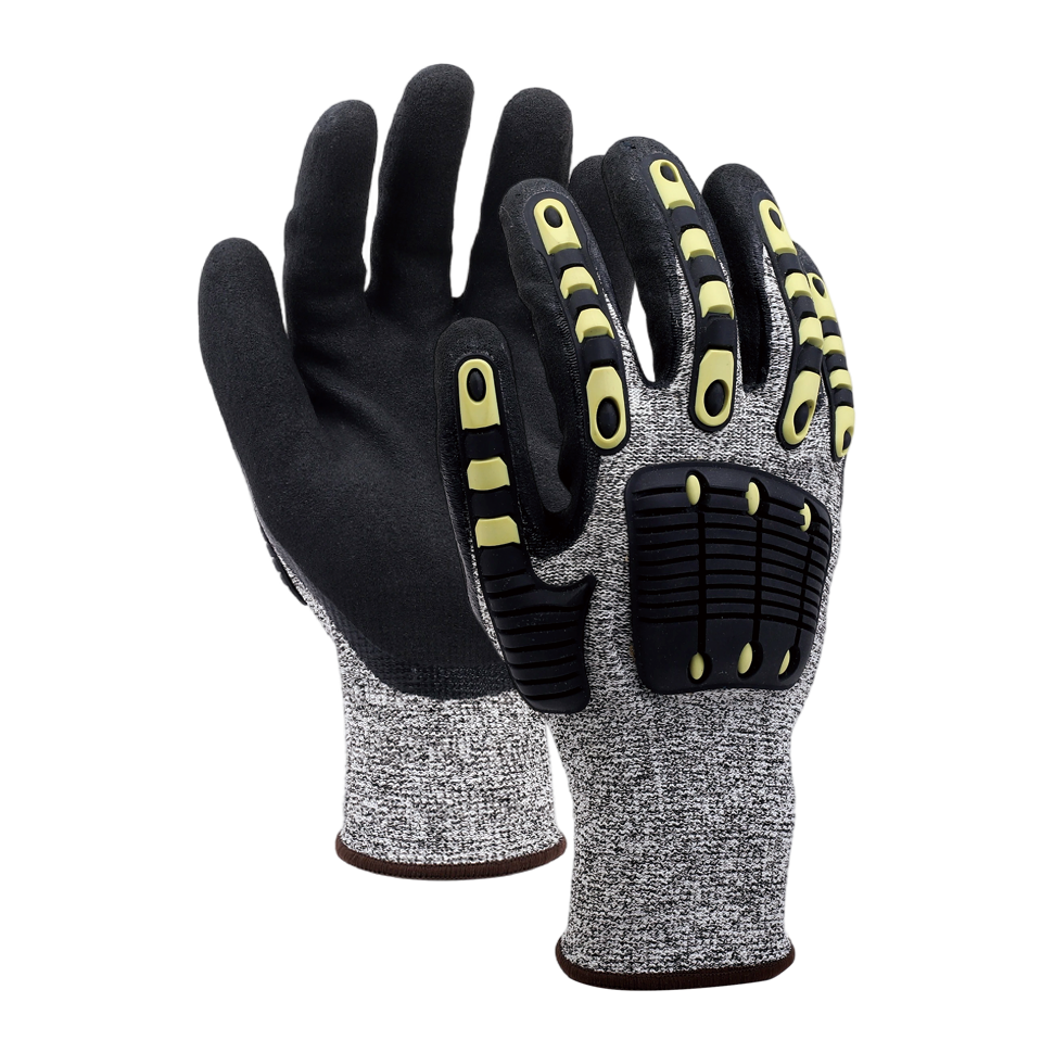 13NS-C-TPR//13G CUT-C Glove with TPR Pad with Nitrile Coated Sandy Grip on Palm & Fingers