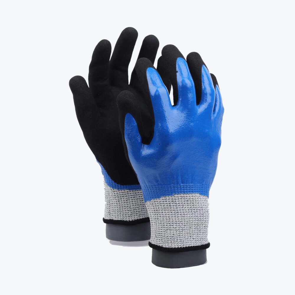 13NSF-C//13G CUT-C Glove with Double-Dipped Nitrile Coated Sandy Grip on Full Hand