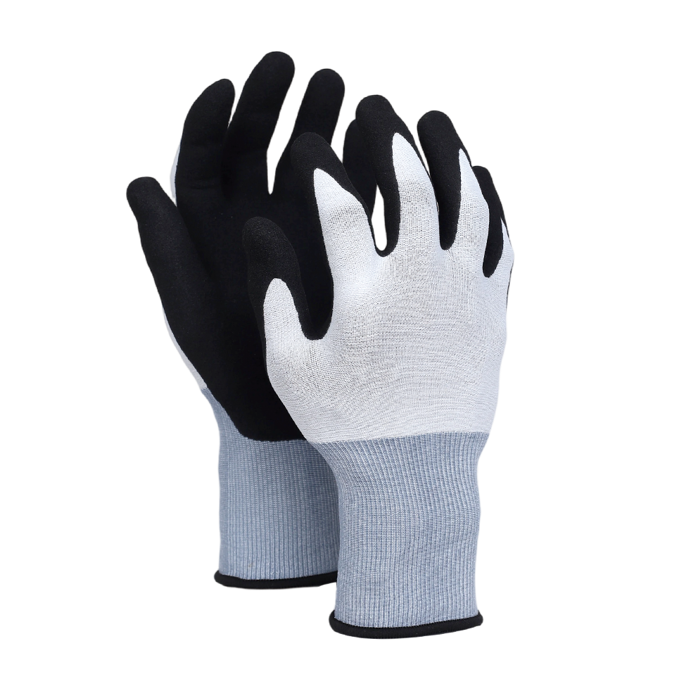 18NS 18NS//18G Nylon&Spandex Glove with Nitrile Coated Sandy Grip on Palm & Fingers