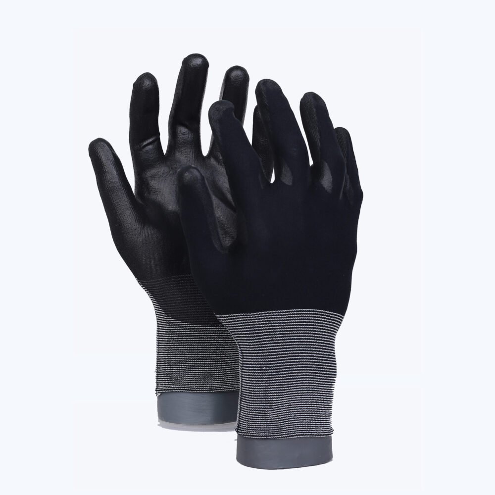 21PU//21G Nylon Glove with Polyurethane Coated Flat Grip on Palm & Fingers