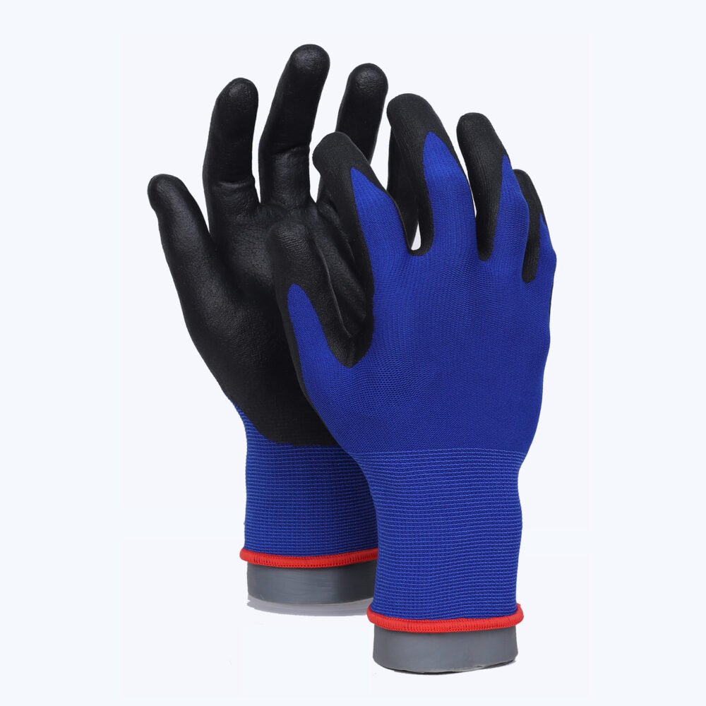 BF11-Royal Blue// 15G Nylon&Spandex Glove with Nitrile Coated MicroFoam Grip on Palm & Fingers