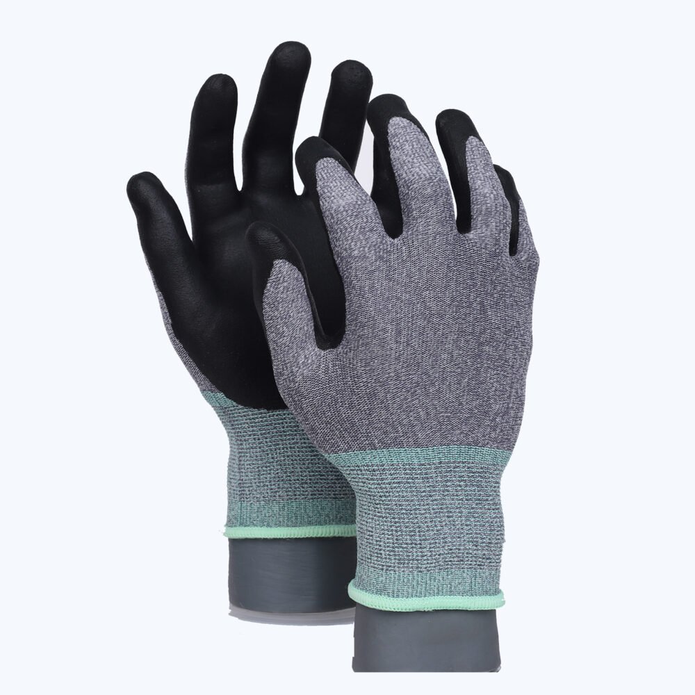 BF11-Salt&Pepper// 15G Nylon&Spandex Glove with Nitrile Coated MicroFoam Grip on Palm & Fingers