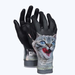 BF11-Pet Prints // 13G Polyester Glove with Nitrile Coated MicroFoam Grip on Palm & Fingers