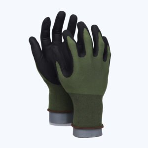 BF11-Olive Green // 15G Nylon&Spandex Glove with Nitrile Coated MicroFoam Grip on Palm & Fingers