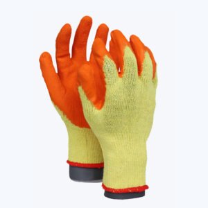 LK21-Y/O//10G Polycotton Glove with Latex Coated Crinkle Grip on Palm & Fingers