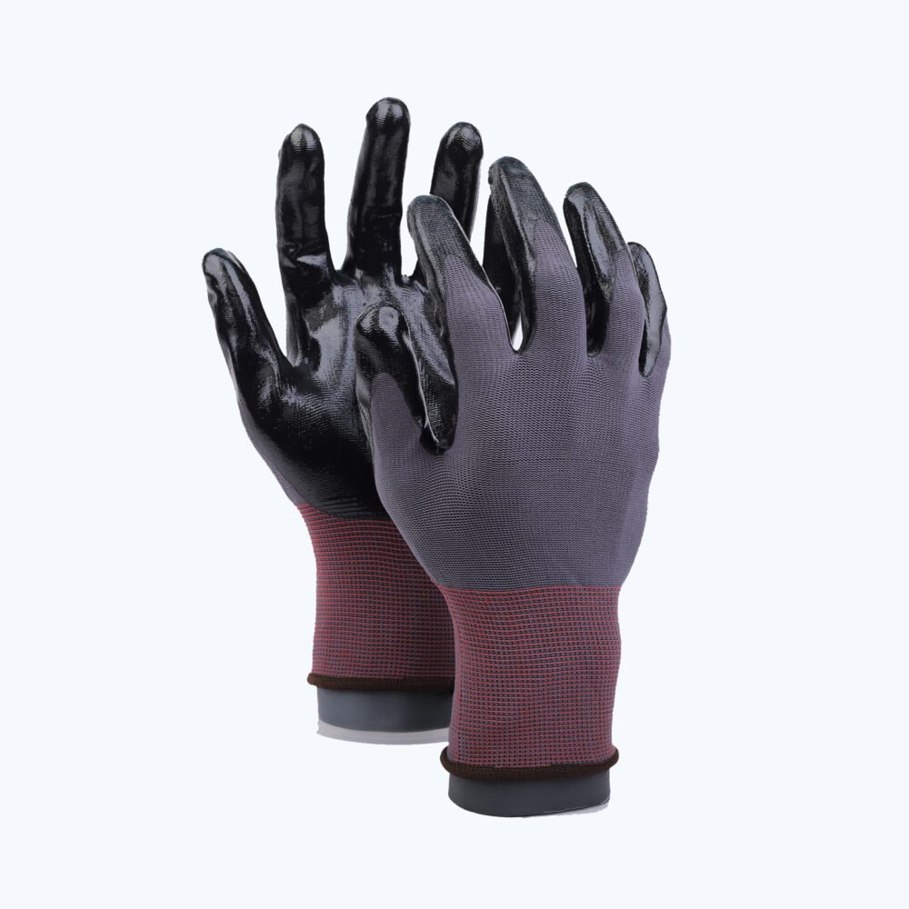 N61//13G Nylon Glove with Nitrile Coated Smooth Grip on Palm & Fingers
