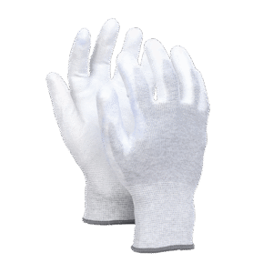 U51-ESD//13G Polyester&Carbon Glove with Polyurethane Coated Flat Grip on Palm & Fingers- ESD
